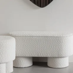 MARCOS Banc arrondi en tissu bouclette L93cm