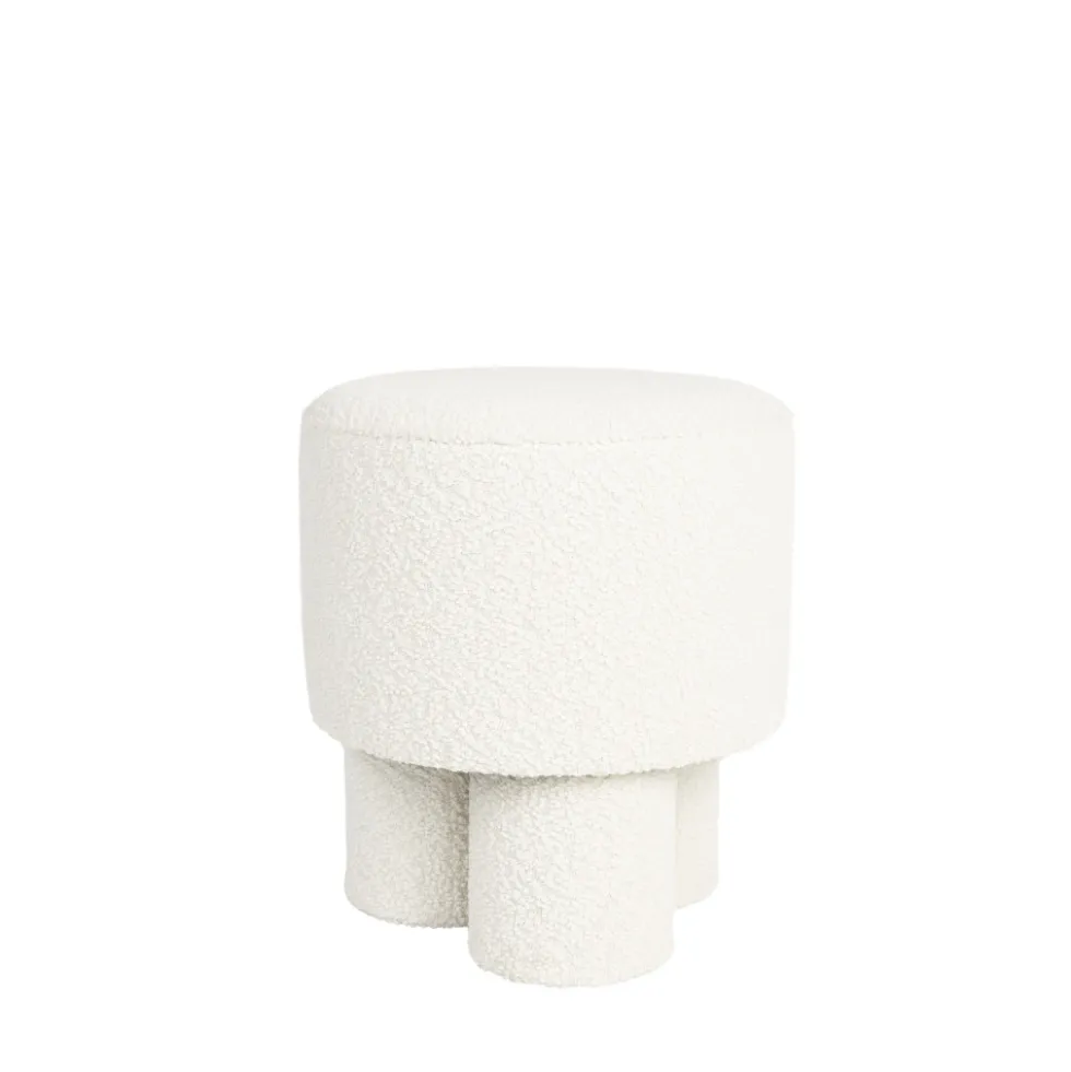MARCOS Tabouret rond en tissu bouclette ø40cm