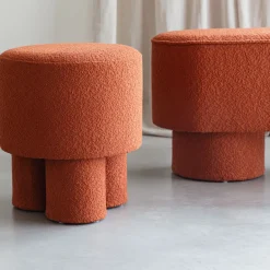 MARCOS Tabouret rond en tissu bouclette ø40cm