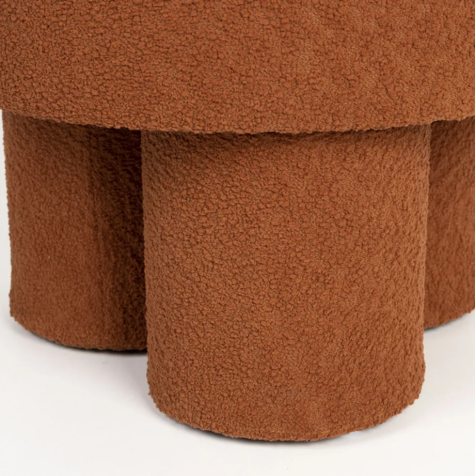 MARCOS Tabouret rond en tissu bouclette ø40cm