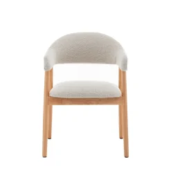MARINA Lot de 2 fauteuils de table en tissu bouclette et bois