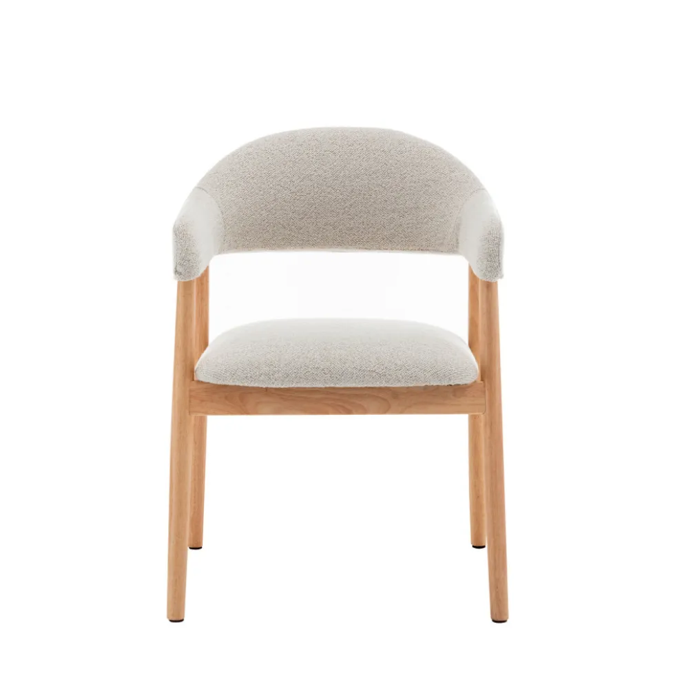 MARINA Lot de 2 fauteuils de table en tissu bouclette et bois