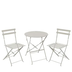 MARSEILLE Ensemble table de jardin pliante ronde bistrot et 2 chaises en métal