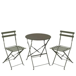 MARSEILLE Ensemble table de jardin pliante ronde bistrot et 2 chaises en métal