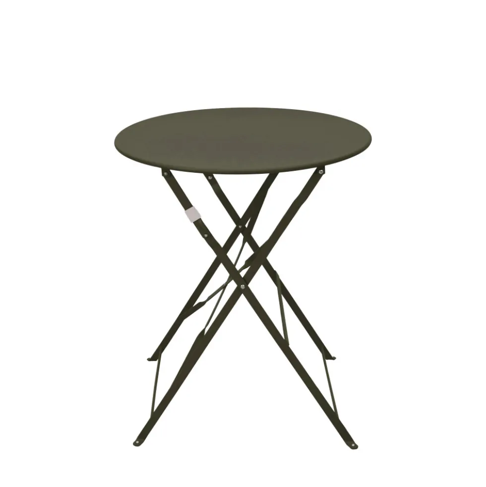 MARSEILLE Ensemble table de jardin pliante ronde bistrot et 2 chaises en métal