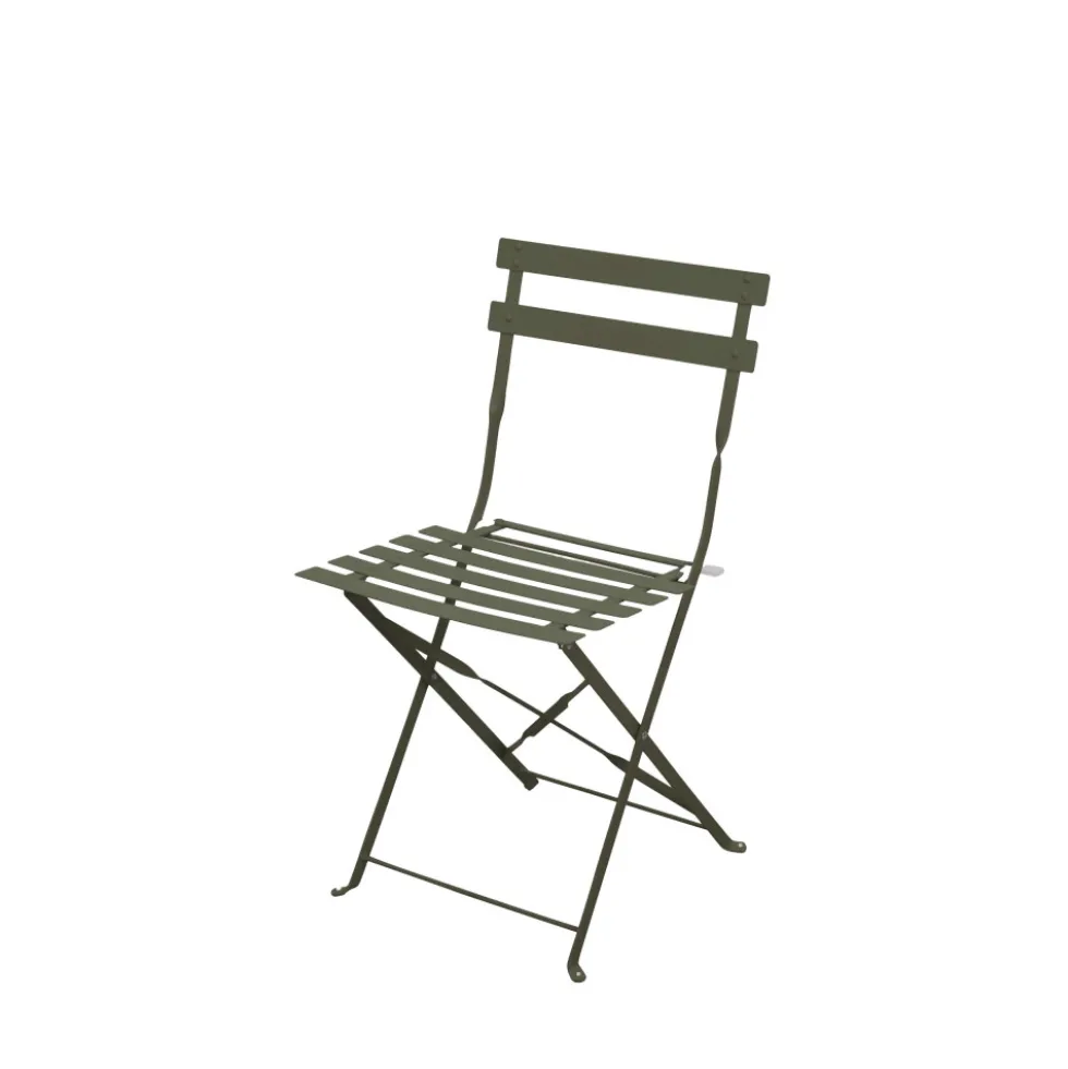 MARSEILLE Ensemble table de jardin pliante ronde bistrot et 2 chaises en métal