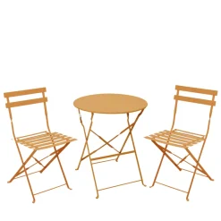 MARSEILLE Ensemble table de jardin pliante ronde bistrot et 2 chaises en métal