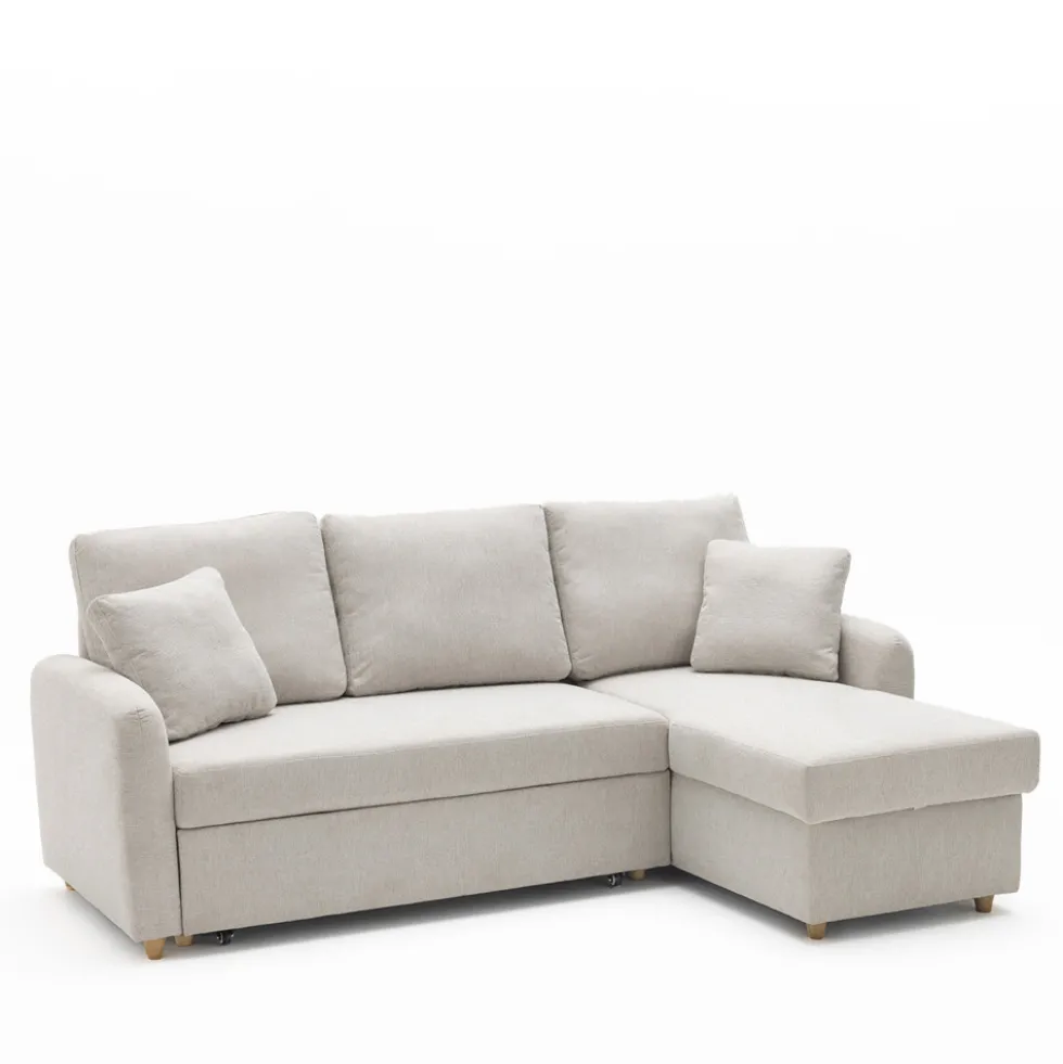 MATERA Canapé d'angle réversible convertible 3 places en tissu avec coffre