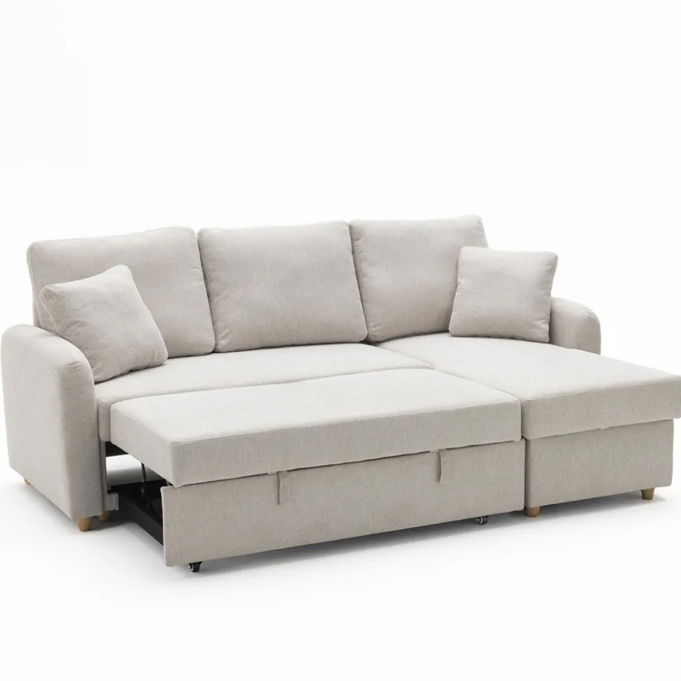 MATERA Canapé d'angle réversible convertible 3 places en tissu avec coffre