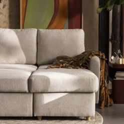 MATERA Canapé d'angle réversible convertible 3 places en tissu avec coffre