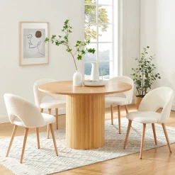 MATI Table à manger 4 personnes ronde en bois