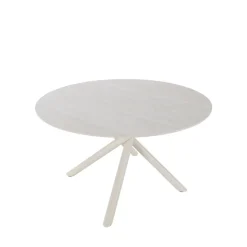MATTHEO Table à manger 4 personnes ronde effet travertin et métal ø120cm
