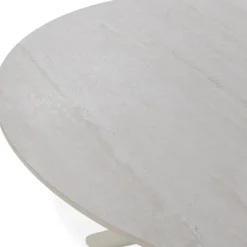 MATTHEO Table à manger 4 personnes ronde effet travertin et métal ø120cm