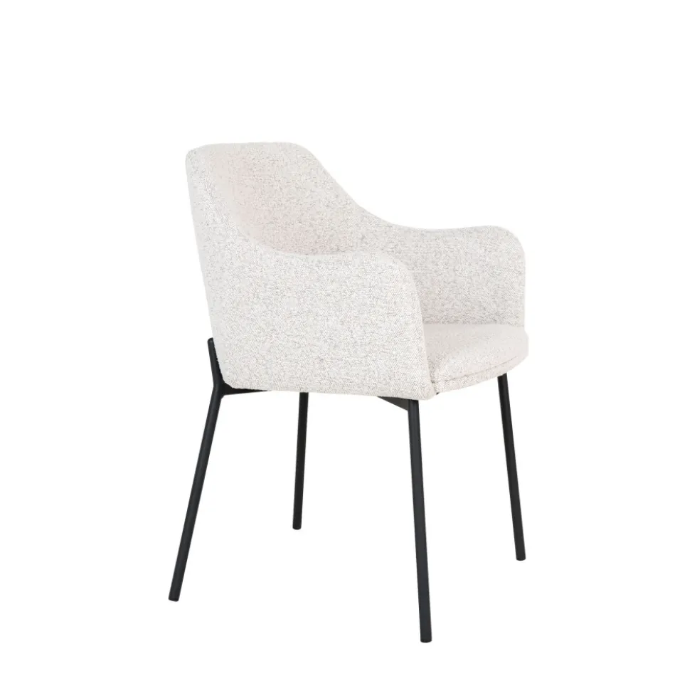 MELILLA Lot de 2 fauteuils de table en tissu bouclette et métal