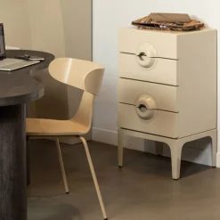 MERGE Petit meuble de rangement 4 tiroirs en bois et métal H89cm