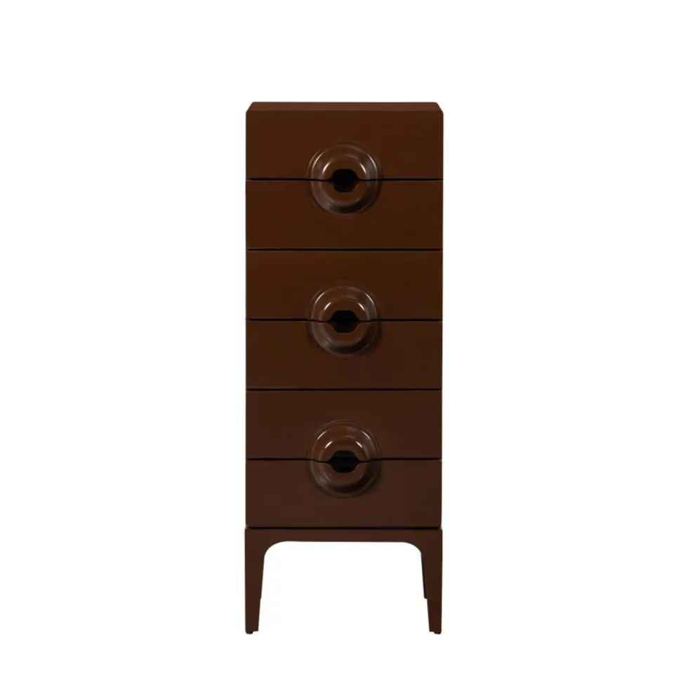 MERGE Petit meuble de rangement 6 tiroirs en bois et métal H120cm