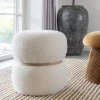 MILFORD Pouf rond en tissu bouclette ø38cm