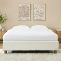 MILLO Lit coffre en tissu bouclette 160x200cm