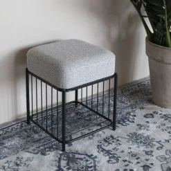 MILOU Tabouret carré en tissu et métal