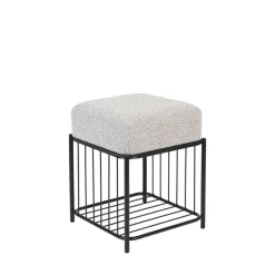 MILOU Tabouret carré en tissu et métal
