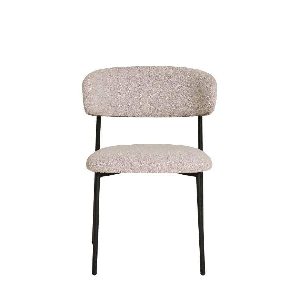 MIRA Lot de 2 chaises en tissu bouclette et métal