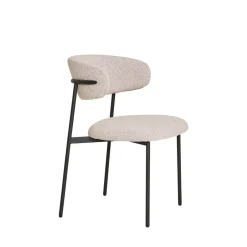 MIRA Lot de 2 chaises en tissu bouclette et métal