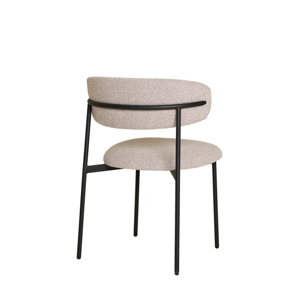 MIRA Lot de 2 chaises en tissu bouclette et métal