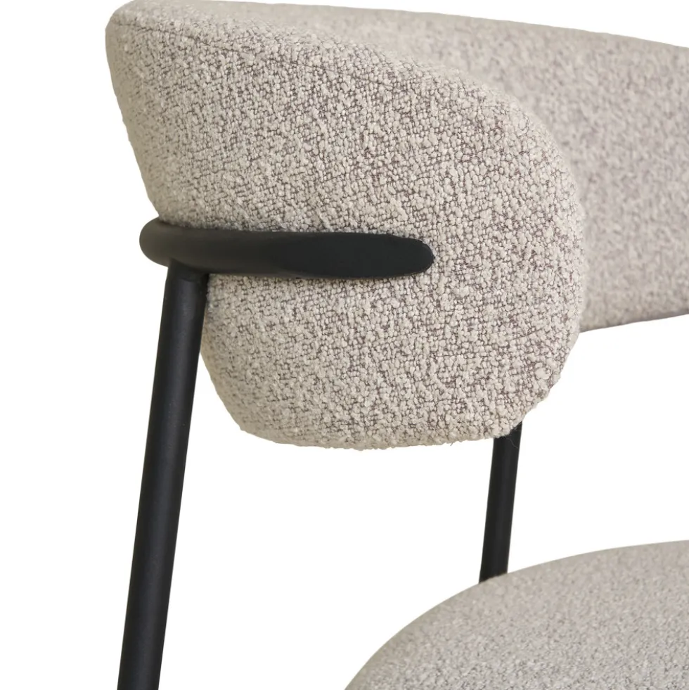 MIRA Lot de 2 chaises en tissu bouclette et métal