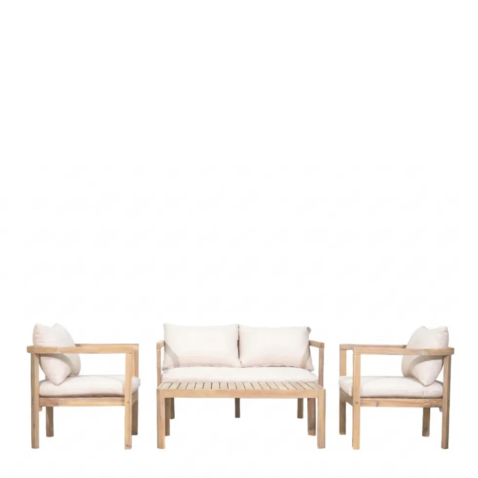 MIRANA Salon de jardin 4 personnes en bois d'acacia