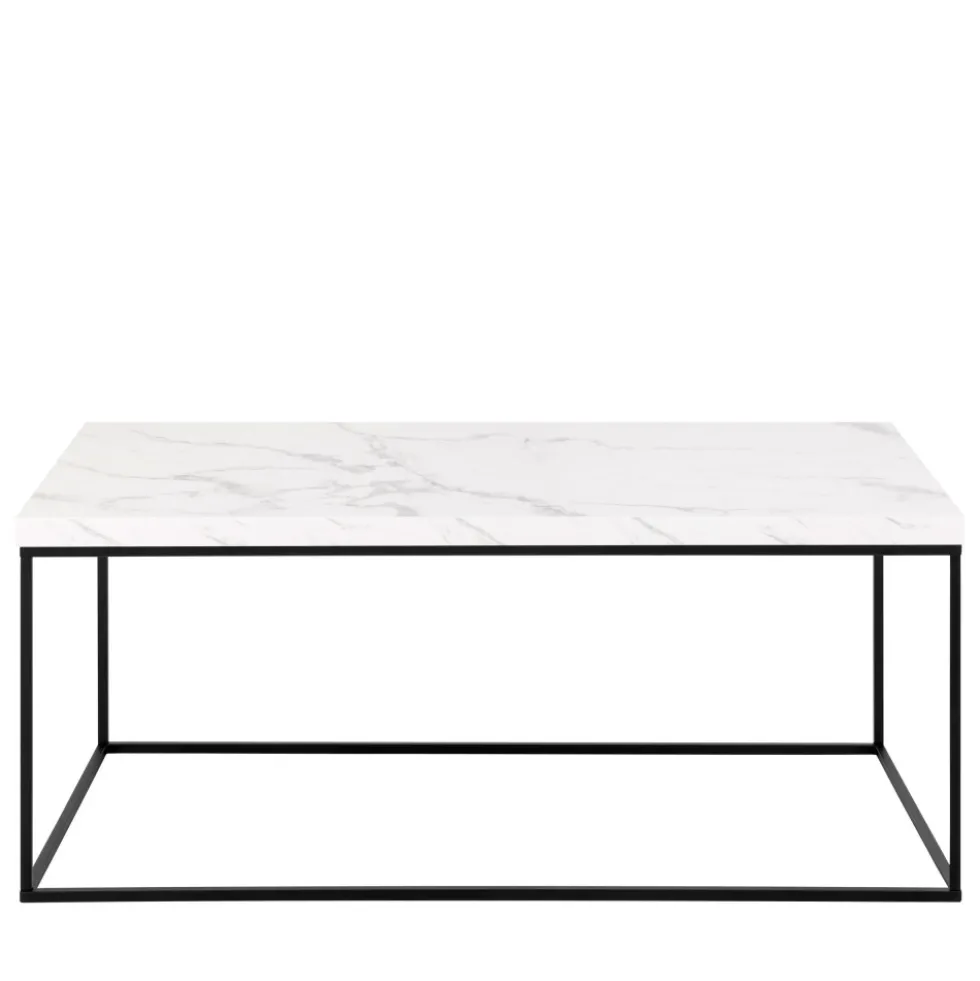 MIXO Table basse en effet marbre et métal 110x55cm