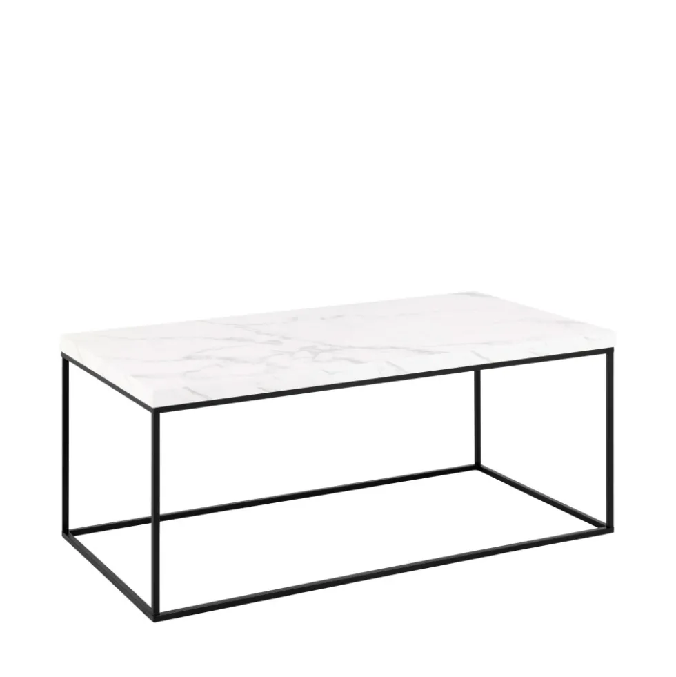 MIXO Table basse en effet marbre et métal 110x55cm