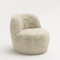 MO Fauteuil rond en fausse fourrure