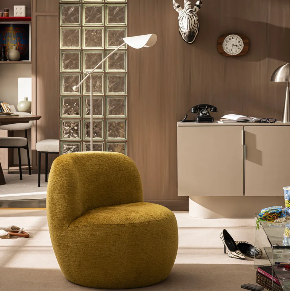 MO Fauteuil rond en tissu chenille