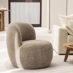 MO Fauteuil rond en tissu bouclette