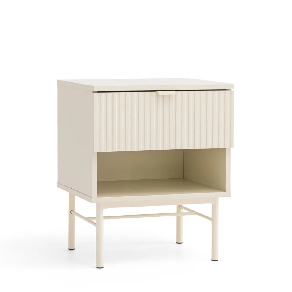 MOLLY Table de chevet 1 tiroir, 1 niche en bois et métal