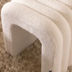 MUI Lot de 2 tabourets rembourrés en tissu bouclette
