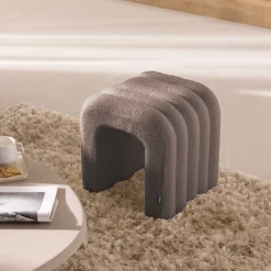 MUI Lot de 2 tabourets rembourrés en tissu bouclette