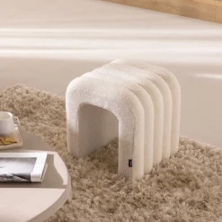 MUI Tabouret rembourré en tissu bouclette