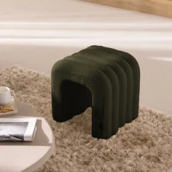 MUI Tabouret rembourré en tissu bouclette
