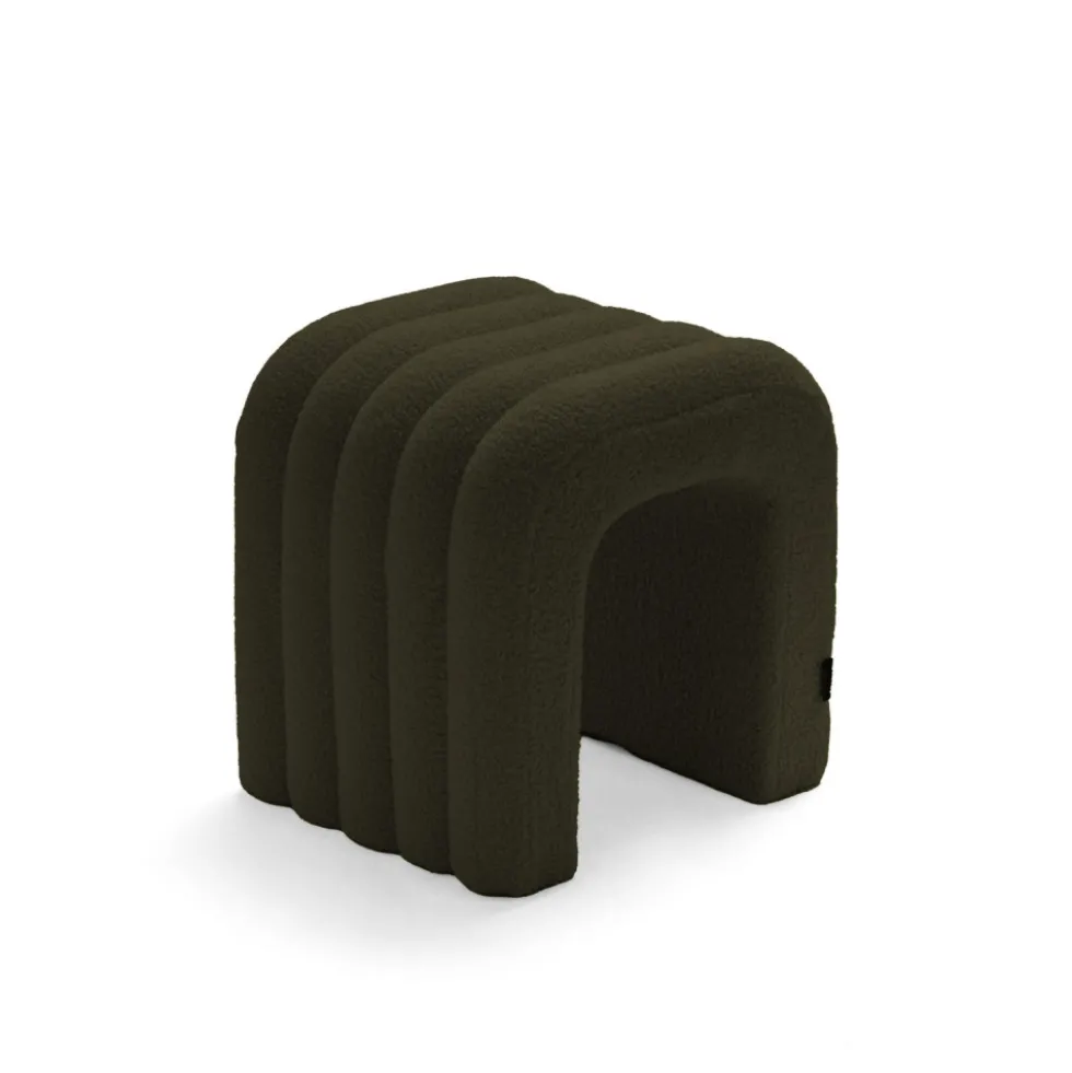 MUI Tabouret rembourré en tissu bouclette