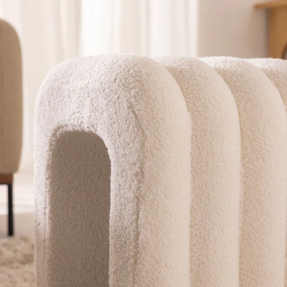 MUI Tabouret rembourré en tissu bouclette