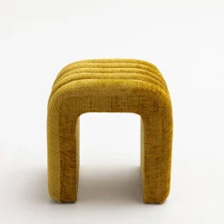 MUI Tabouret rembourré en tissu chenille