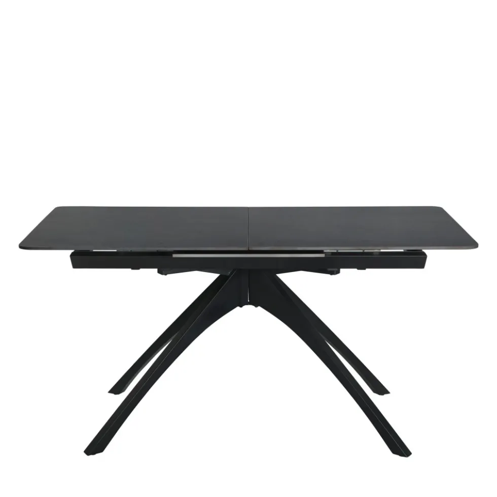 MYSTARA Table à manger extensible 6 à 8 personnes en céramique et métal 150-200x85cm