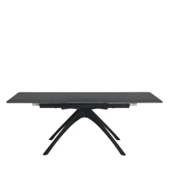 MYSTARA Table à manger extensible 6 à 8 personnes en céramique et métal 150-200x85cm