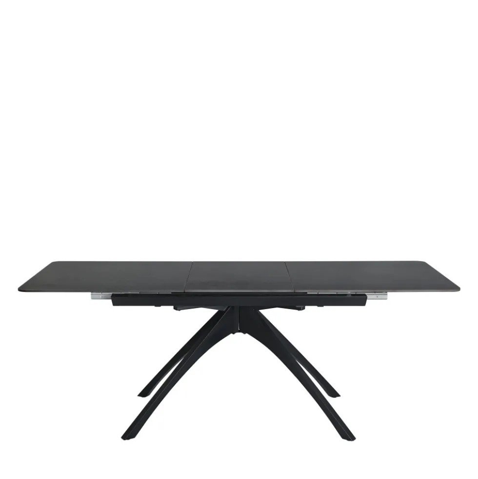MYSTARA Table à manger extensible 6 à 8 personnes en céramique et métal 150-200x85cm