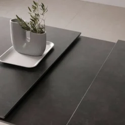 MYSTARA Table à manger extensible 6 à 8 personnes en céramique et métal 150-200x85cm