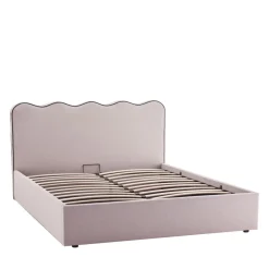 NAGOYA Lit coffre en tissu avec tête de lit ondulée 160x200cm