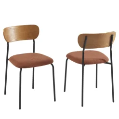 NALON Lot de 2 chaises en tissu bouclette et métal