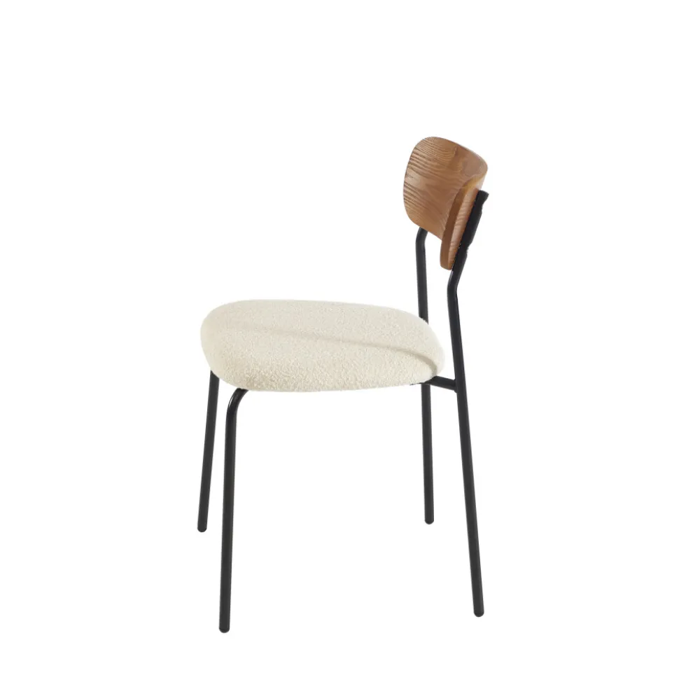 NALON Lot de 2 chaises en tissu bouclette et métal