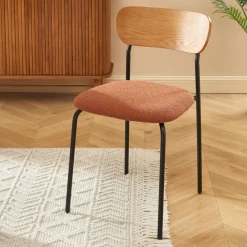 NALON Lot de 2 chaises en tissu bouclette et métal